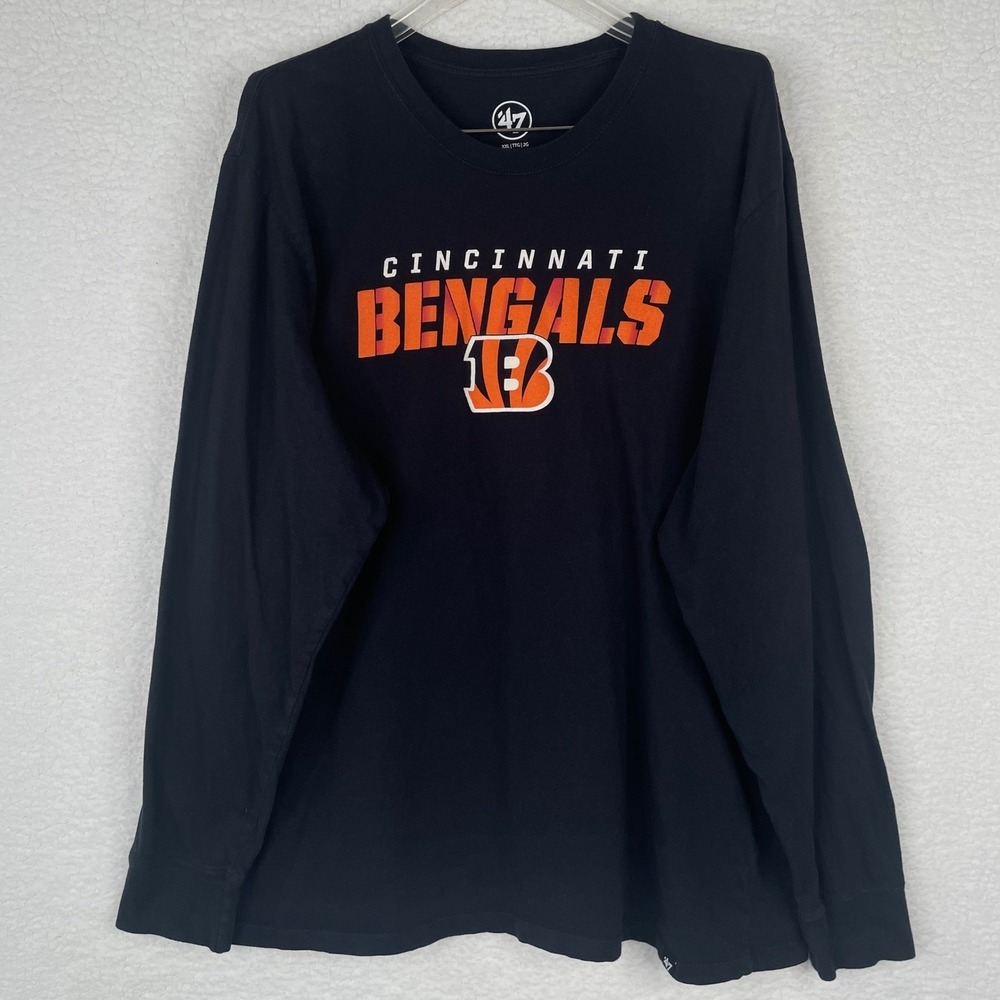 47 Brand Cincinnati Bengals Long Sleeve Shirt Mens XXL Black NFL Graphic Tee